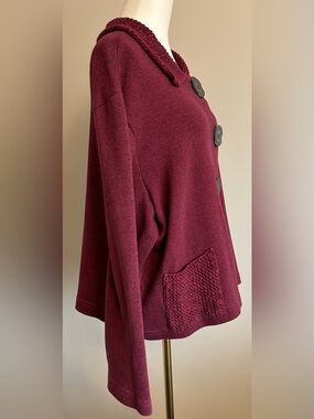 Anthropologie Willow Cardigan w. Crocheted Collar & Pockets